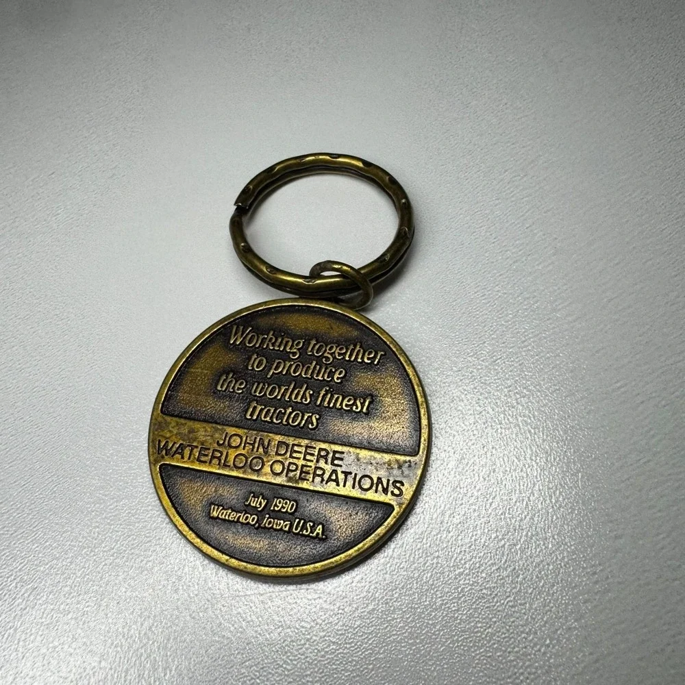 Vintage 1990 John Deere Keychain Key Ring‎ Waterloo Operations Iowa USA